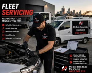 Mobile mechanic servicing a fleet vehicle in Sydney