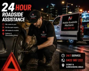 Mobile roadside mechanic assisting a broken-down vehicle in Sydney